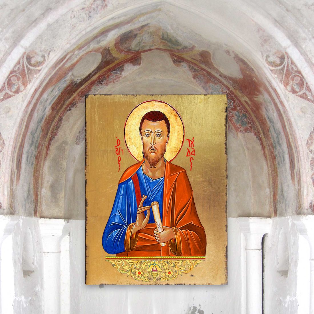 Saint Jude Wooden Gold Plated Religious Christian Sacred Icon - Inspirational Icon Decor - 85036