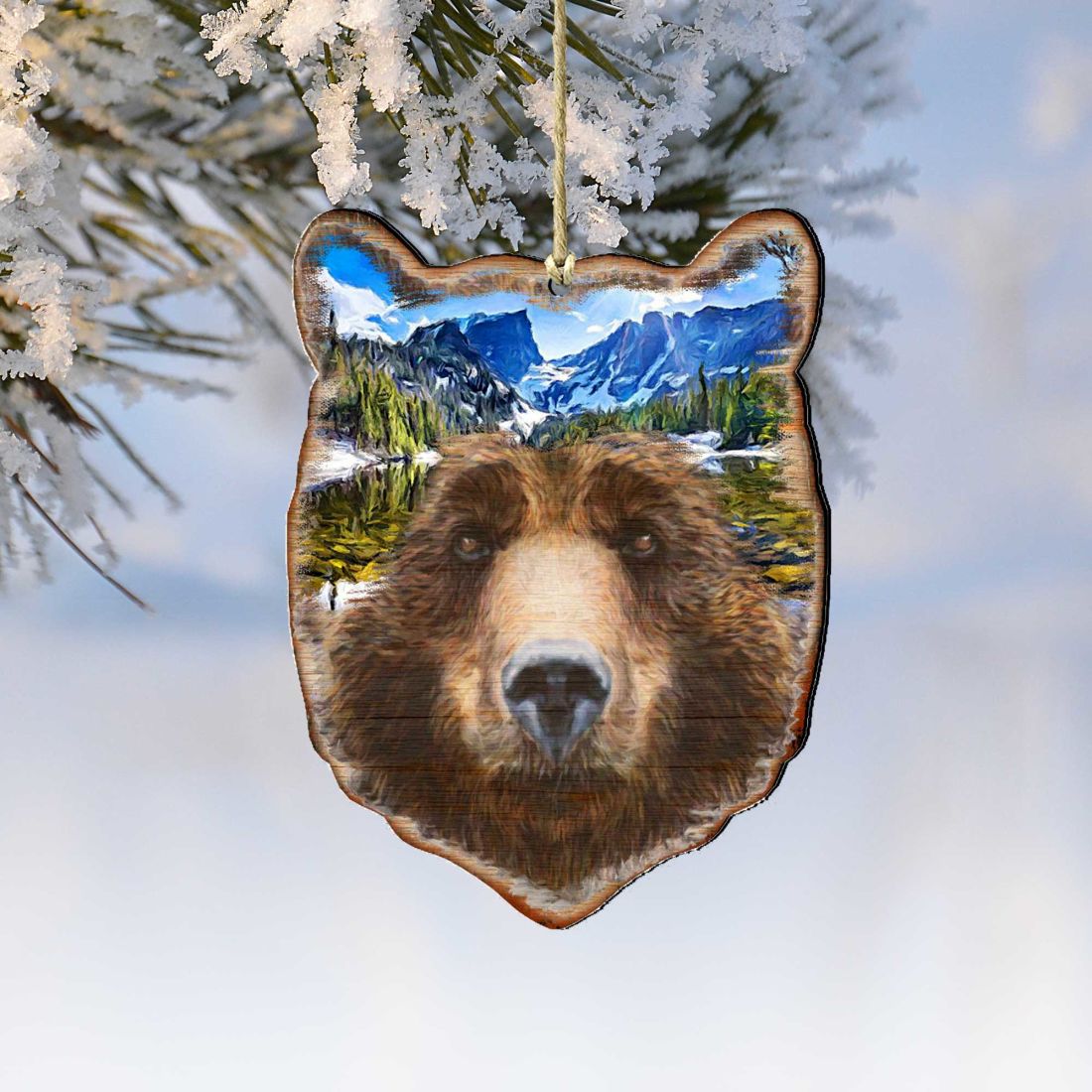 Bear Face Wooden Ornaments by G. DeBrekht - Wildlife Holiday Decor - 8198214-4
