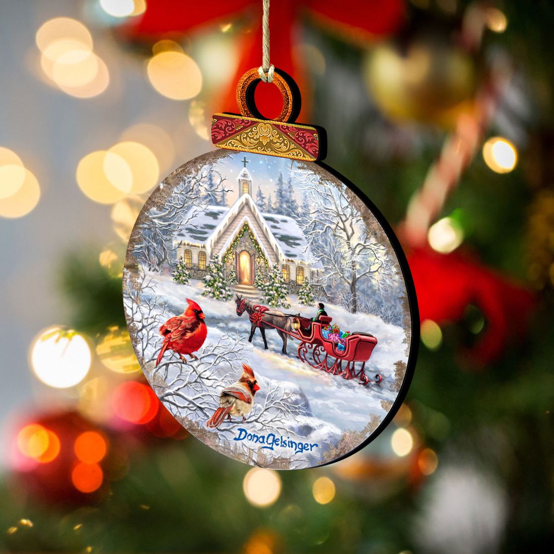 Sleigh Ride Wooden Ornaments by Gelsinger - Christmas Decor - 8021129-DG
