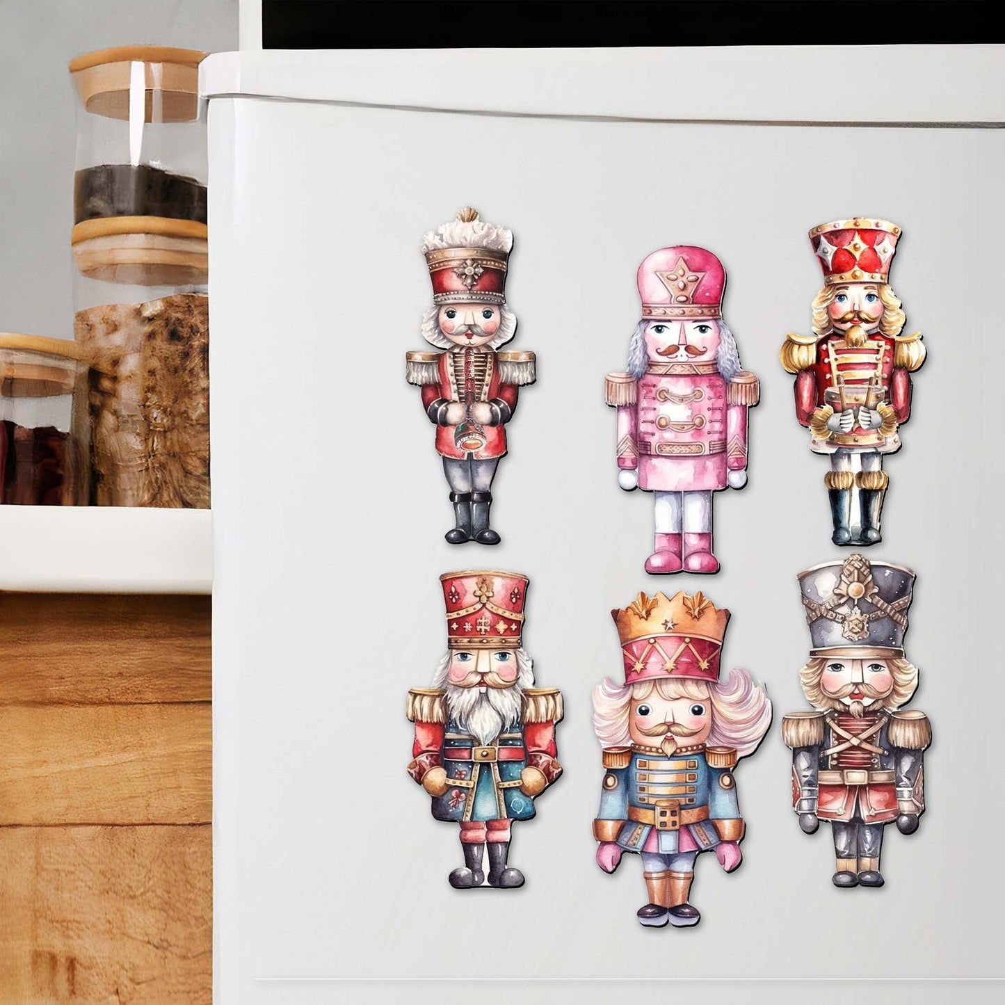 Nutcrackers Decorative Wooden Magnets Set of 6 by G. Debrekht - Christmas Decor - 8090008G-S6