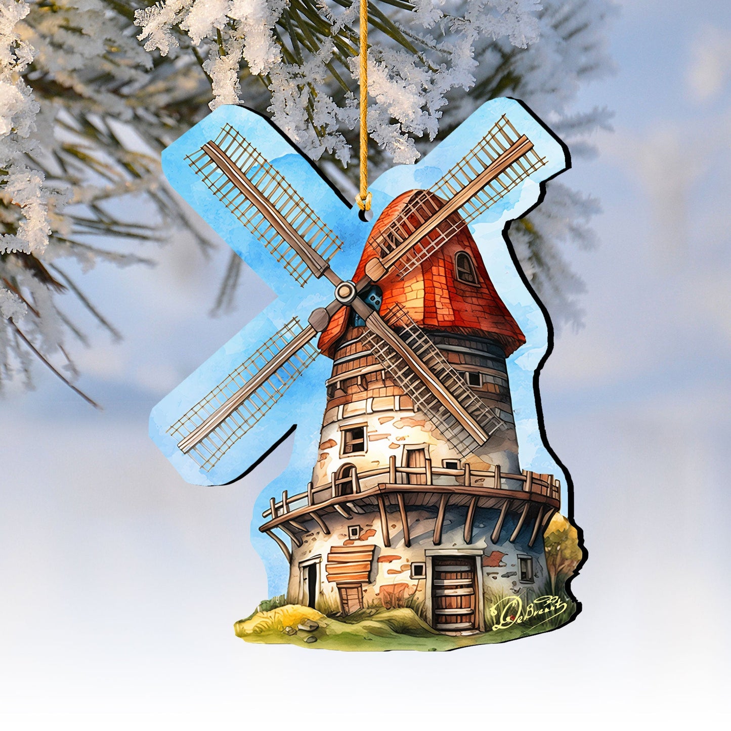 Windmill Decorative Wooden Ornaments by G. Debrekht - Love Family Decor - 8688313