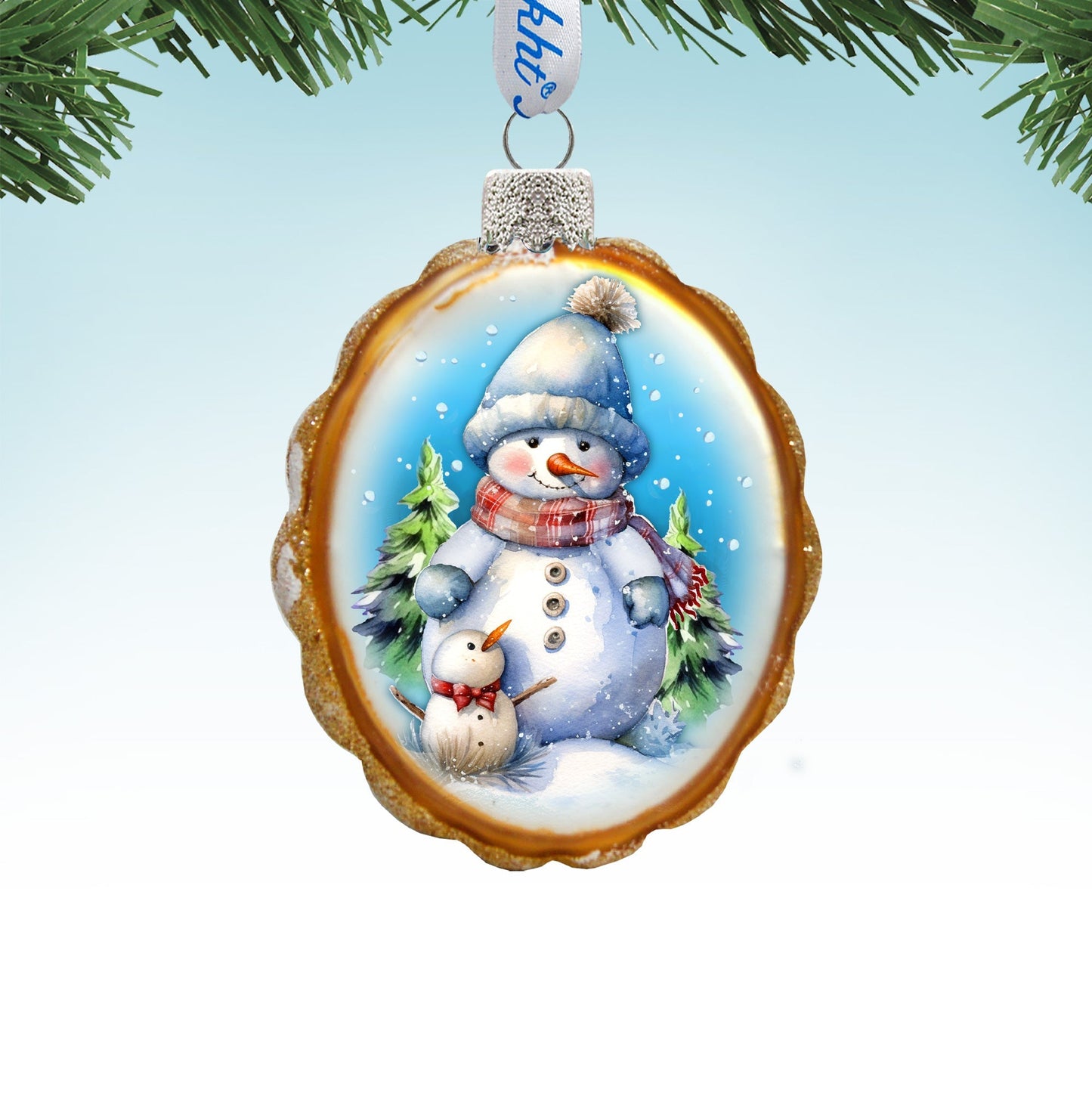 Snowman's family Mercury Glass Ornaments by G. Debrekht - Christmas Santa Snowman Decor - 776014
