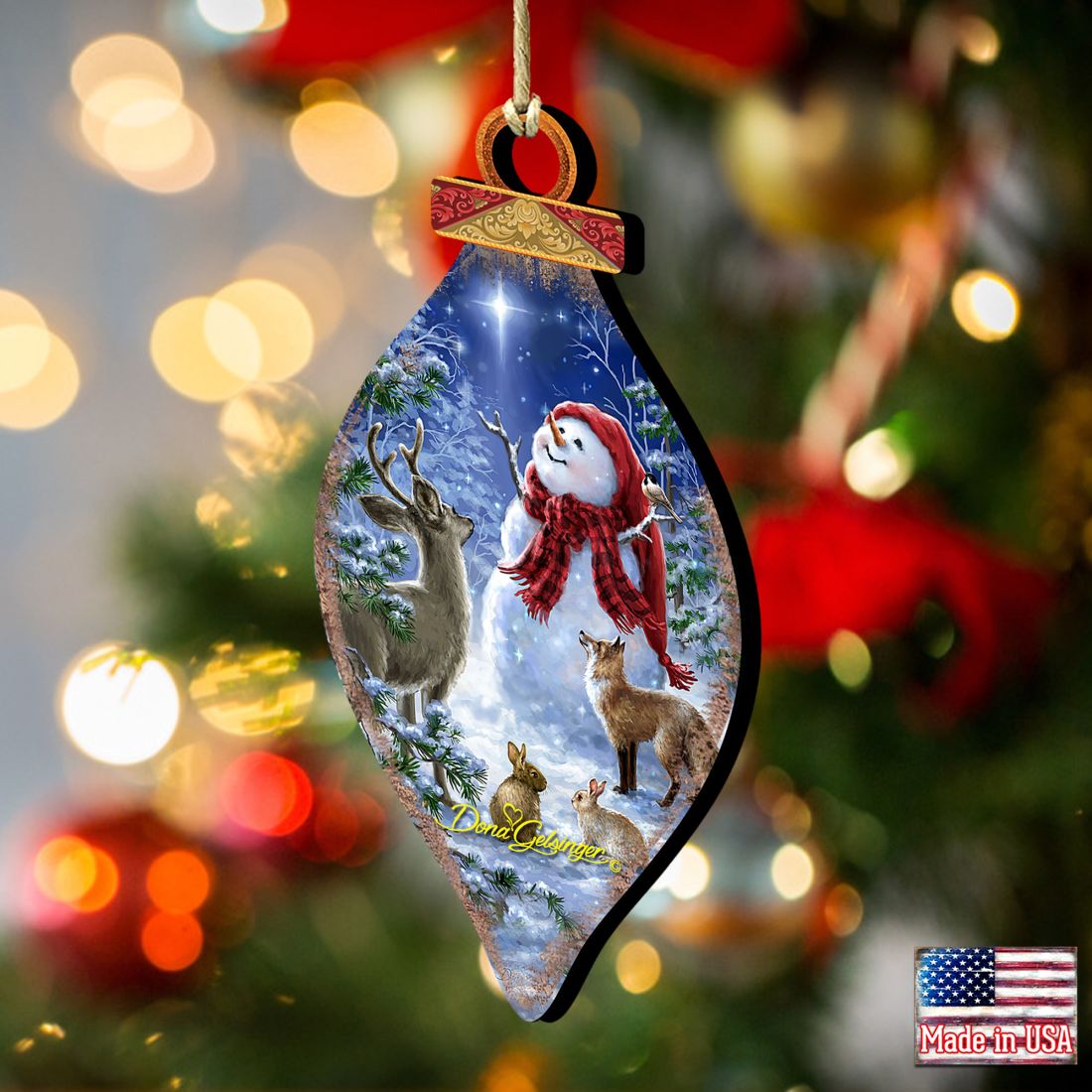 Heaven and Snowman Wooden Ornaments by Gelsinger - Christmas Santa Snowman Decor - 8041149-1801