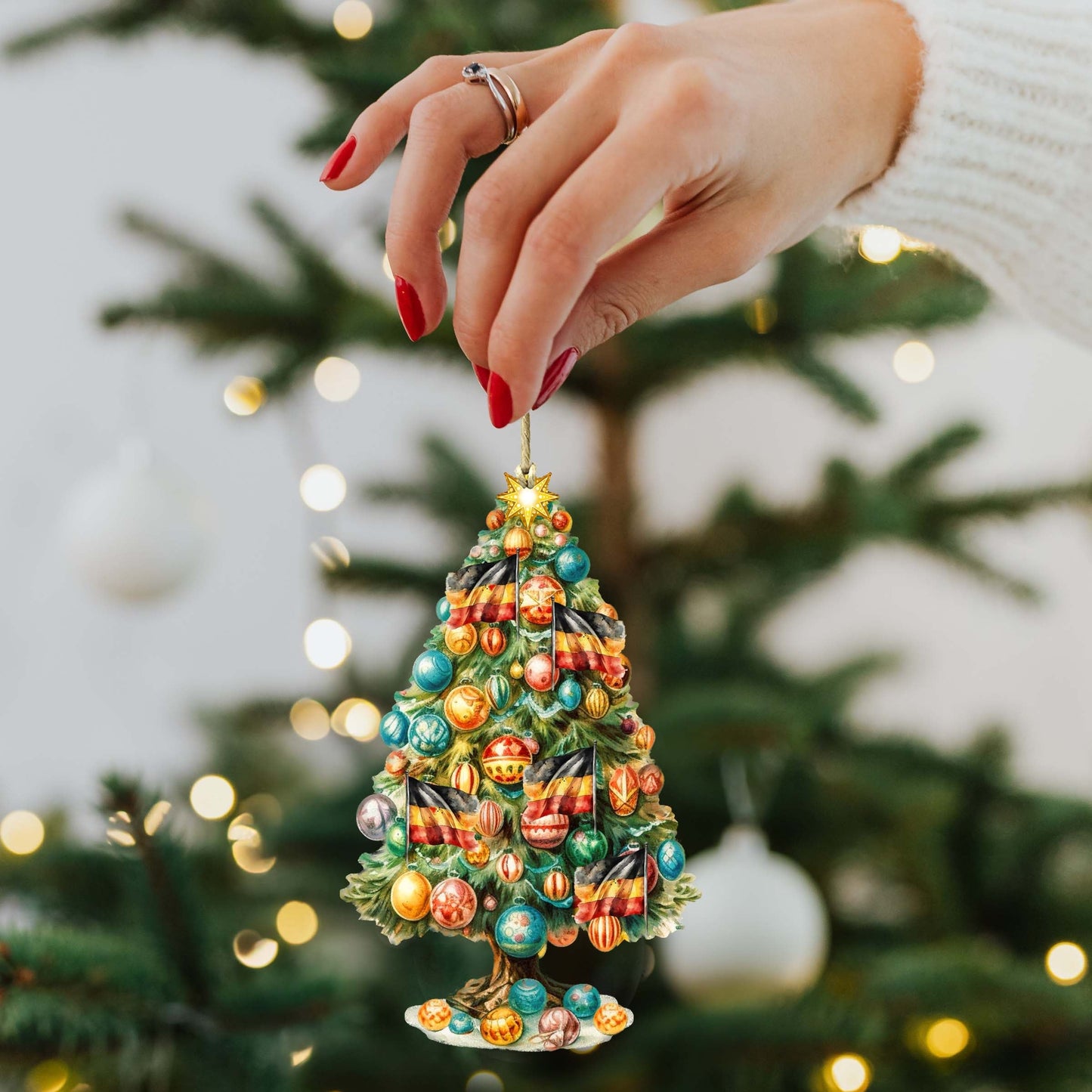 Santas Around the World - German Inspired Santa - Wooden Ornaments Set of 3 by G. DeBrekht Christmas Santa Snowman Decor - 8091304S3