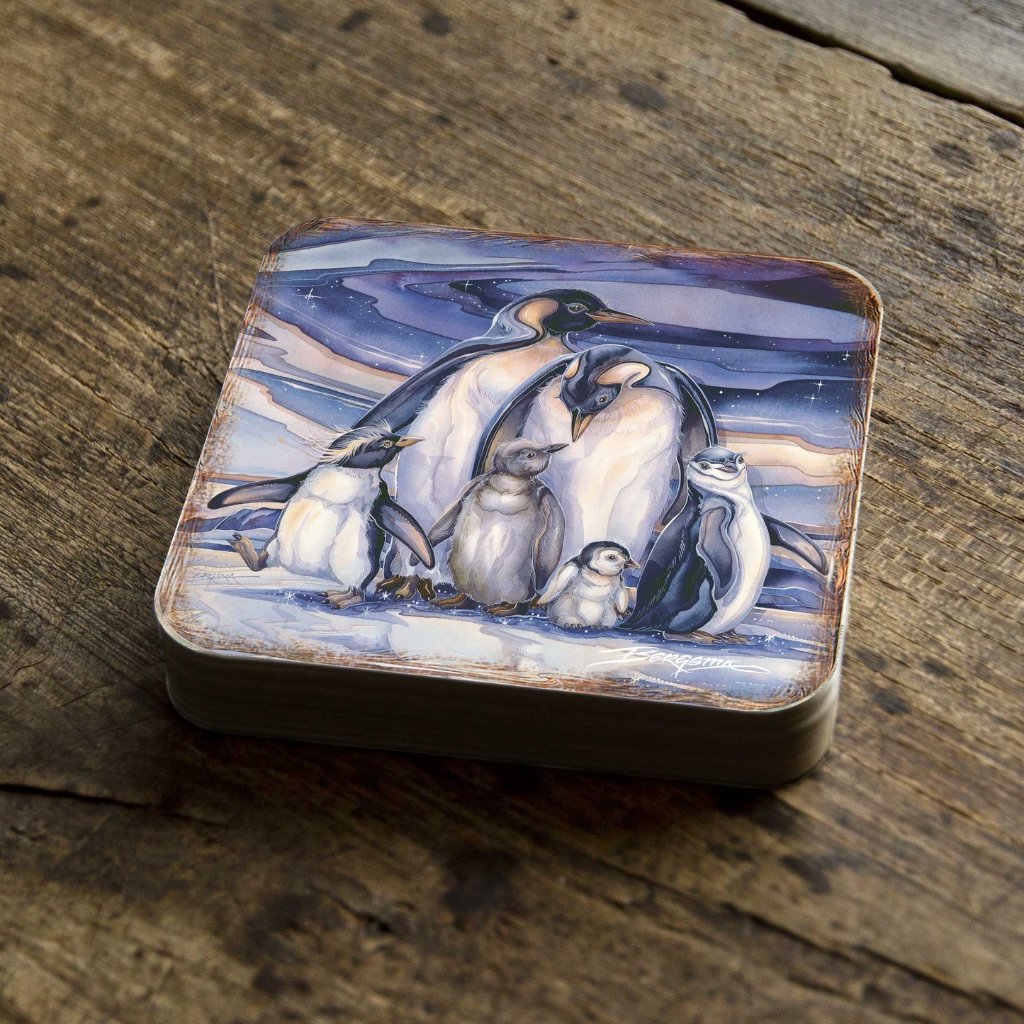 Penguin Family Wooden Cork Coasters Gift Set of 4 by J. Bergsma - Coastal Wildlife Decor  - 8199472C-S4-S4 (Copy)