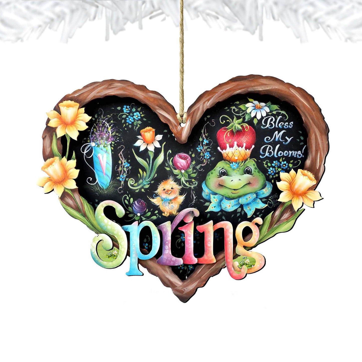 Bless my Bloomin Heart Wooden Ornaments by Jamie Mills-Price - Easter Spring Decor - 8457608