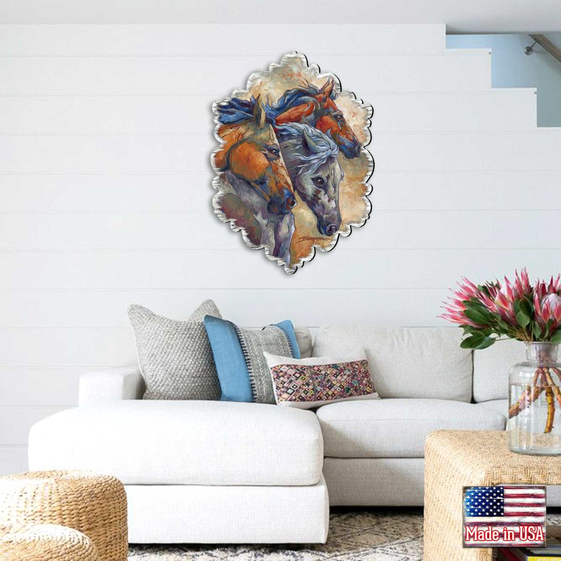 Let Them Run Horse Heads Wall Art by J. Bergsma - Wildlife Holiday Decor - 8591259W-JB