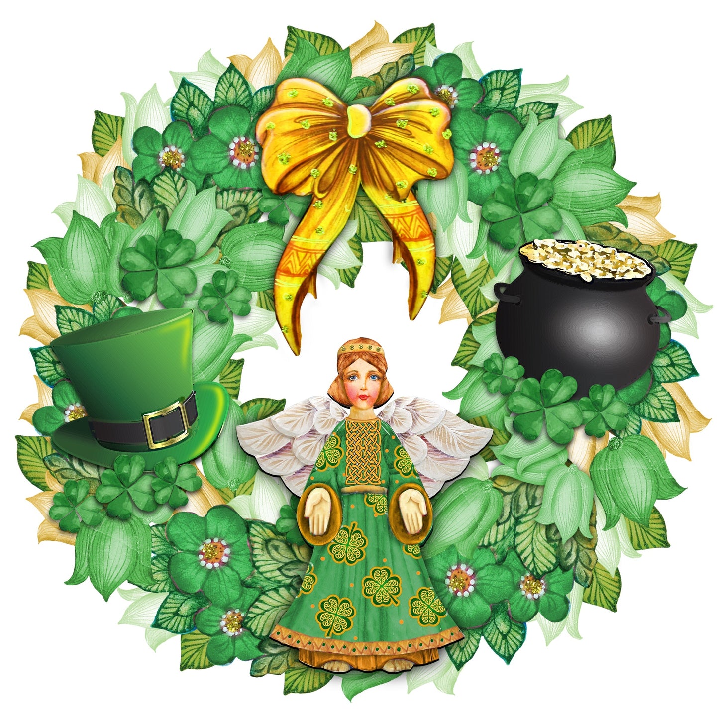 St Patrick's Day Wreath Irish Holiday Door Decor by G. DeBrekht - Celtic Decor - 8185318H