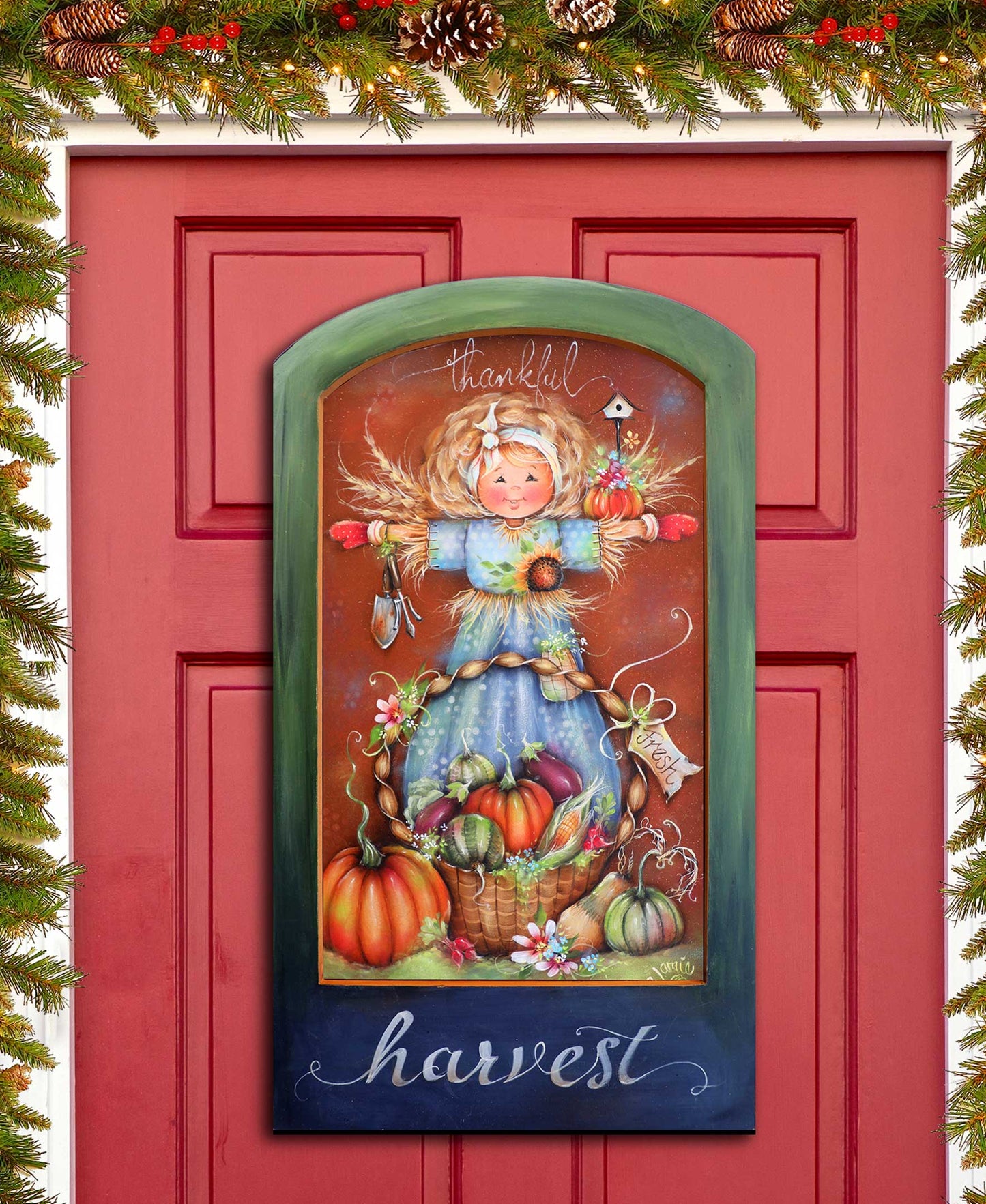 Thankful Harvest Holiday Door Decor by Jamie Mills-Price - Thanksgiving Decor - 8611076H-MP