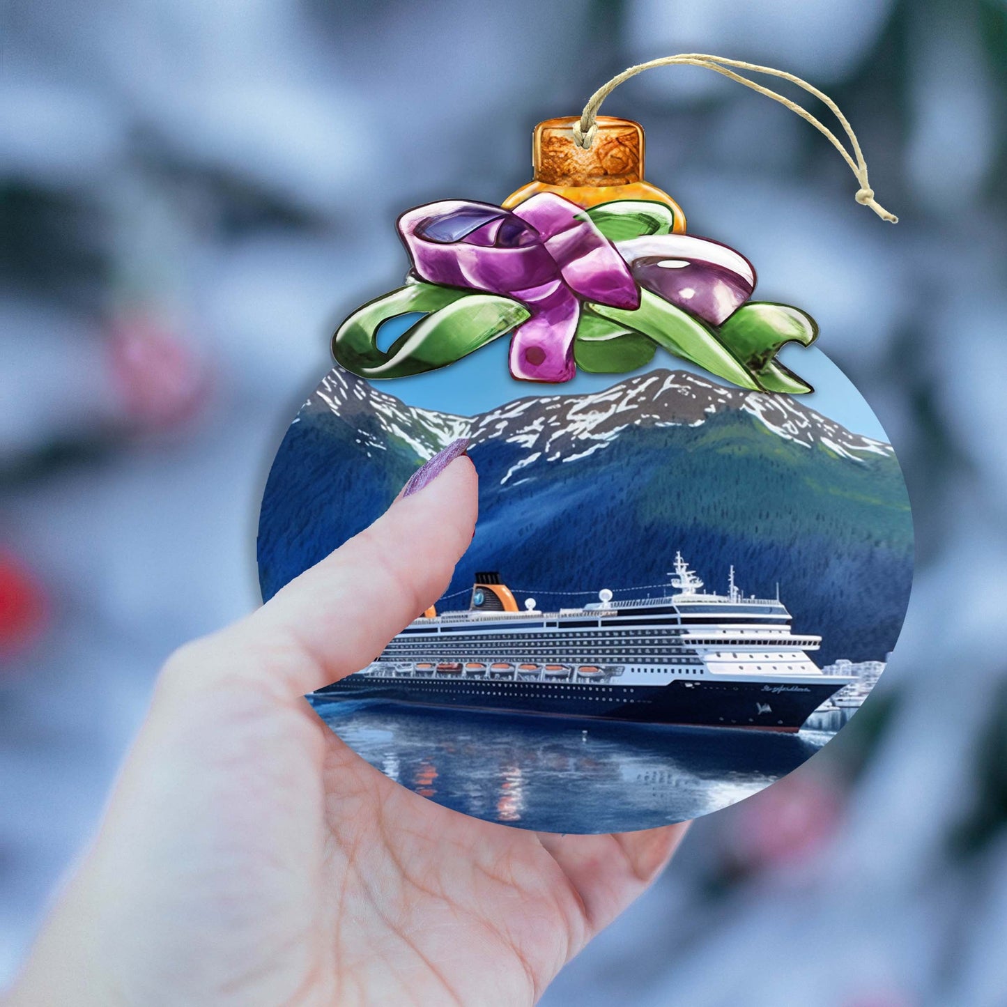 Alaskan Cruise Adventure Wooden Ornaments by G.Debrekht - Wildlife Holiday Decor - 870032