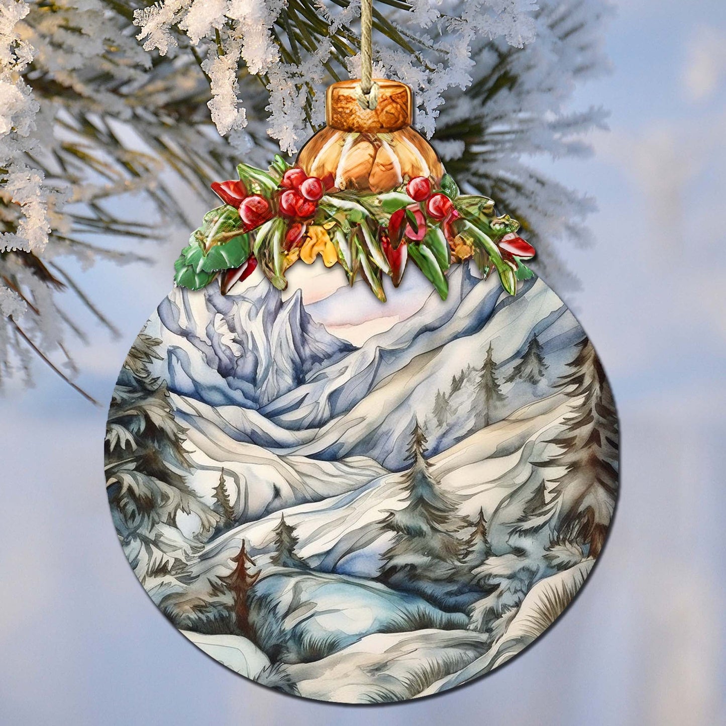 Beauty in Alaska's Snowy Peaks Wooden Ornaments by G.Debrekht - Wildlife Holiday Decor - 870036