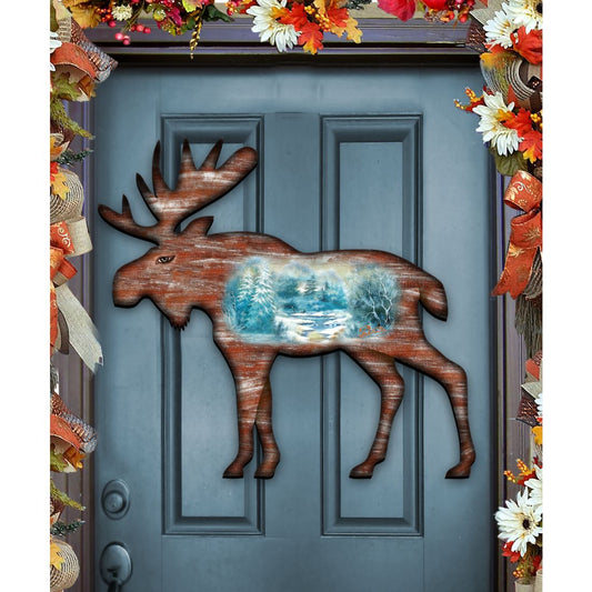 Moose Vintage Wildlife Door Decor - G. DeBrekht - Wildlife Holiday Decor - 8198222H