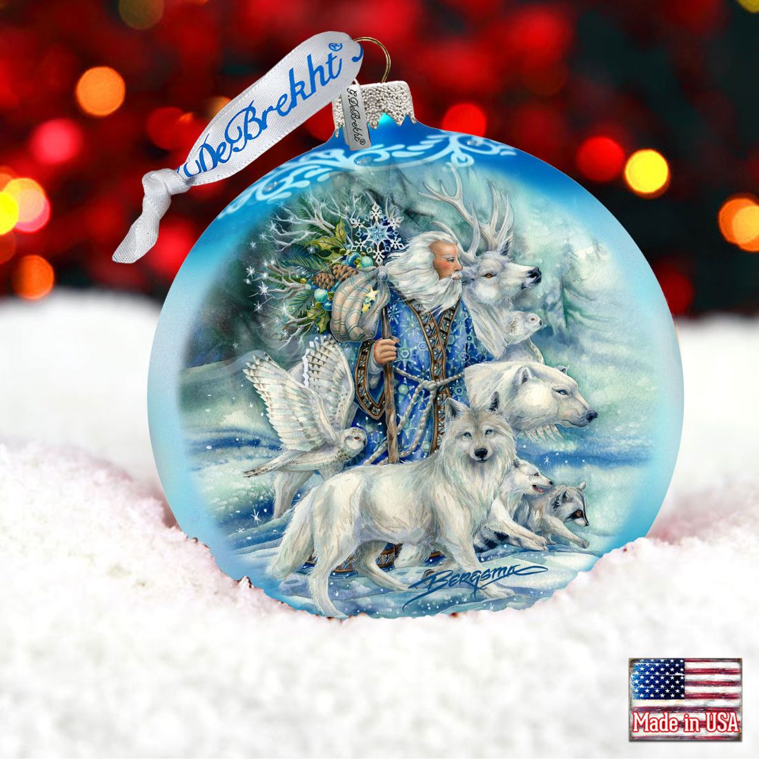 The Wild Spirits of Winter Glass Ornament Limited Edition by J. Bergsma - Christmas Santa Snowman Decor - 73910-JB