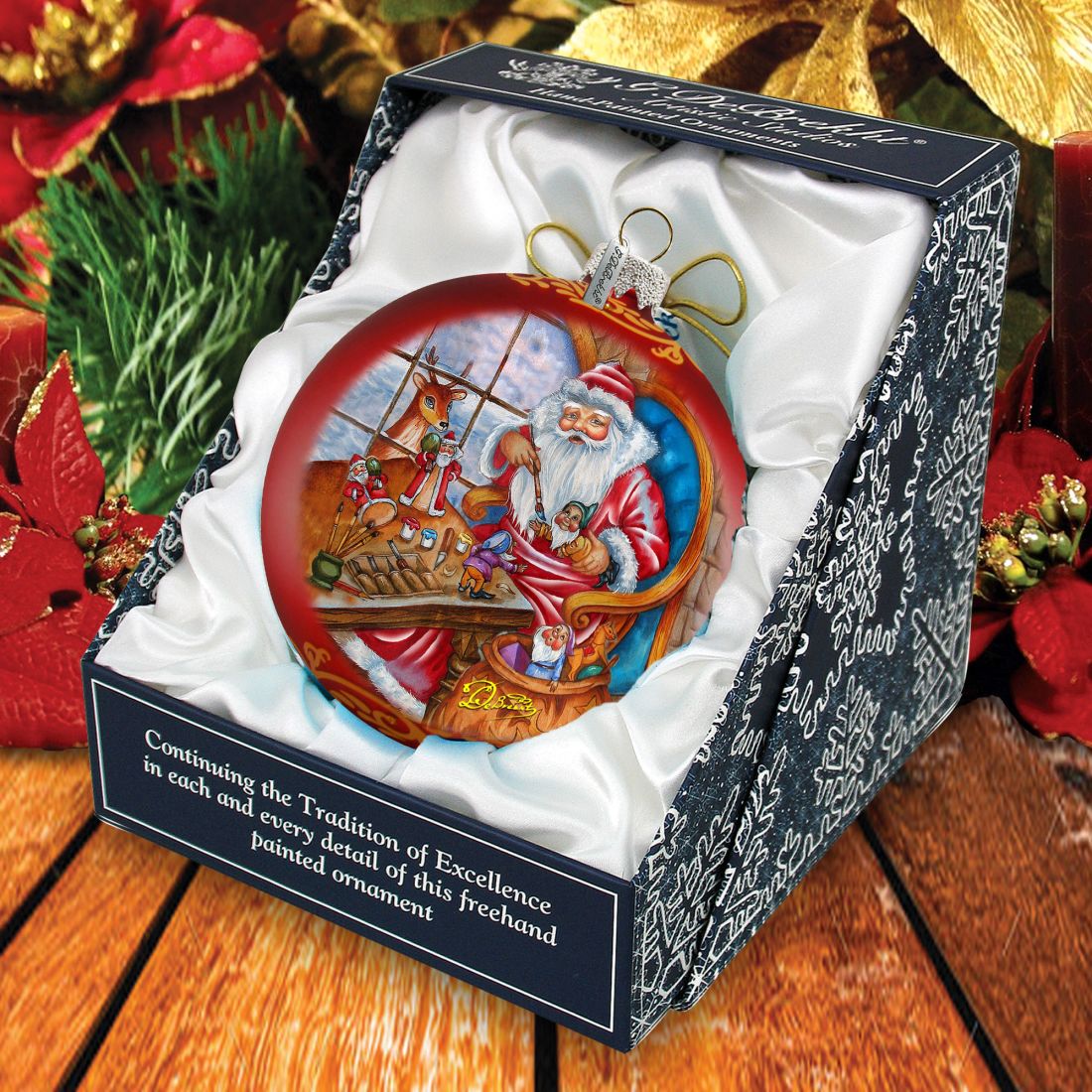 Santa Atelier Glass Ornament Limited Edition by G. DeBrekht - Christmas Santa Snowman Decor - 73903