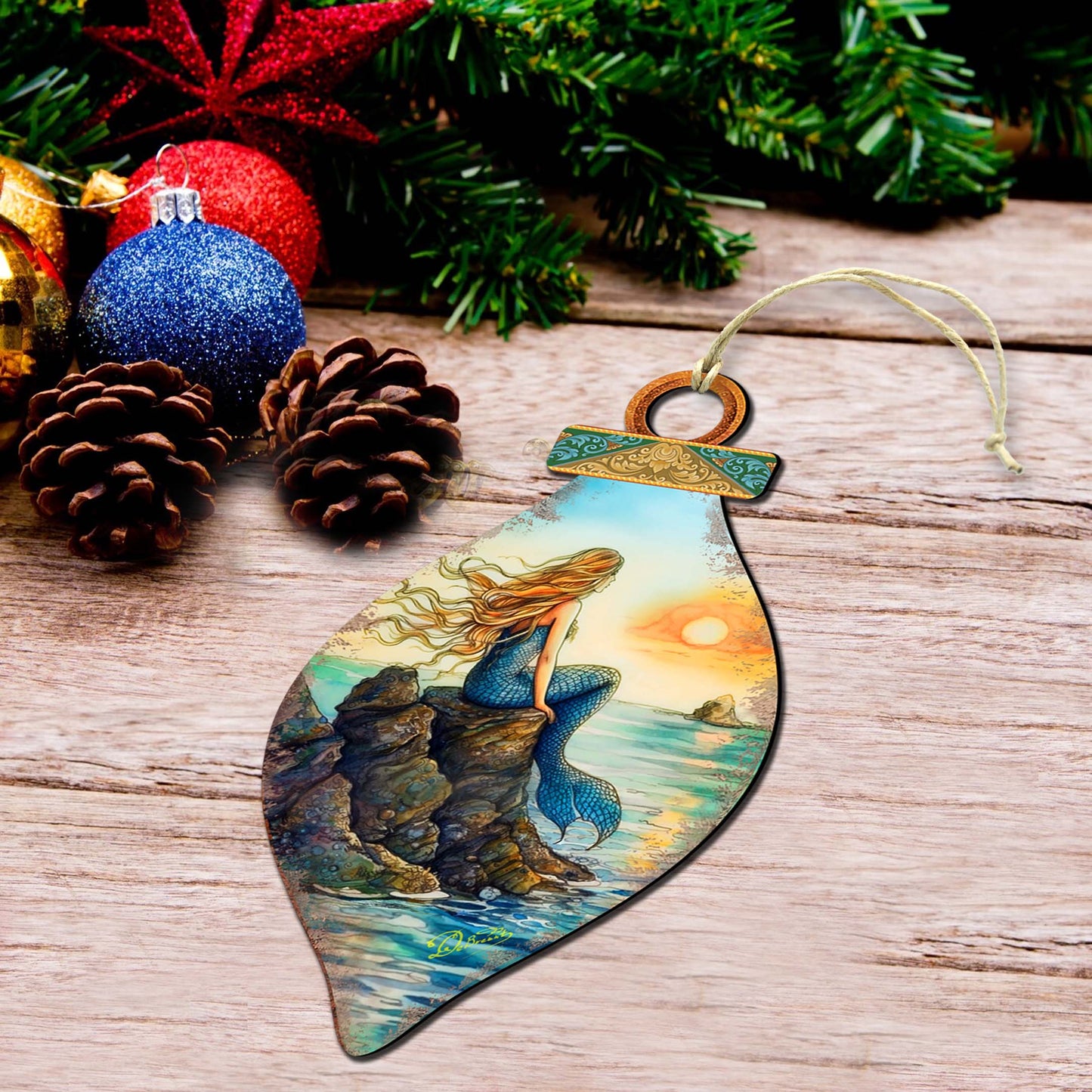 Mermaid Coastal Wooden Ornaments by G. DeBrekht Coastal Holiday Decor - 8688169