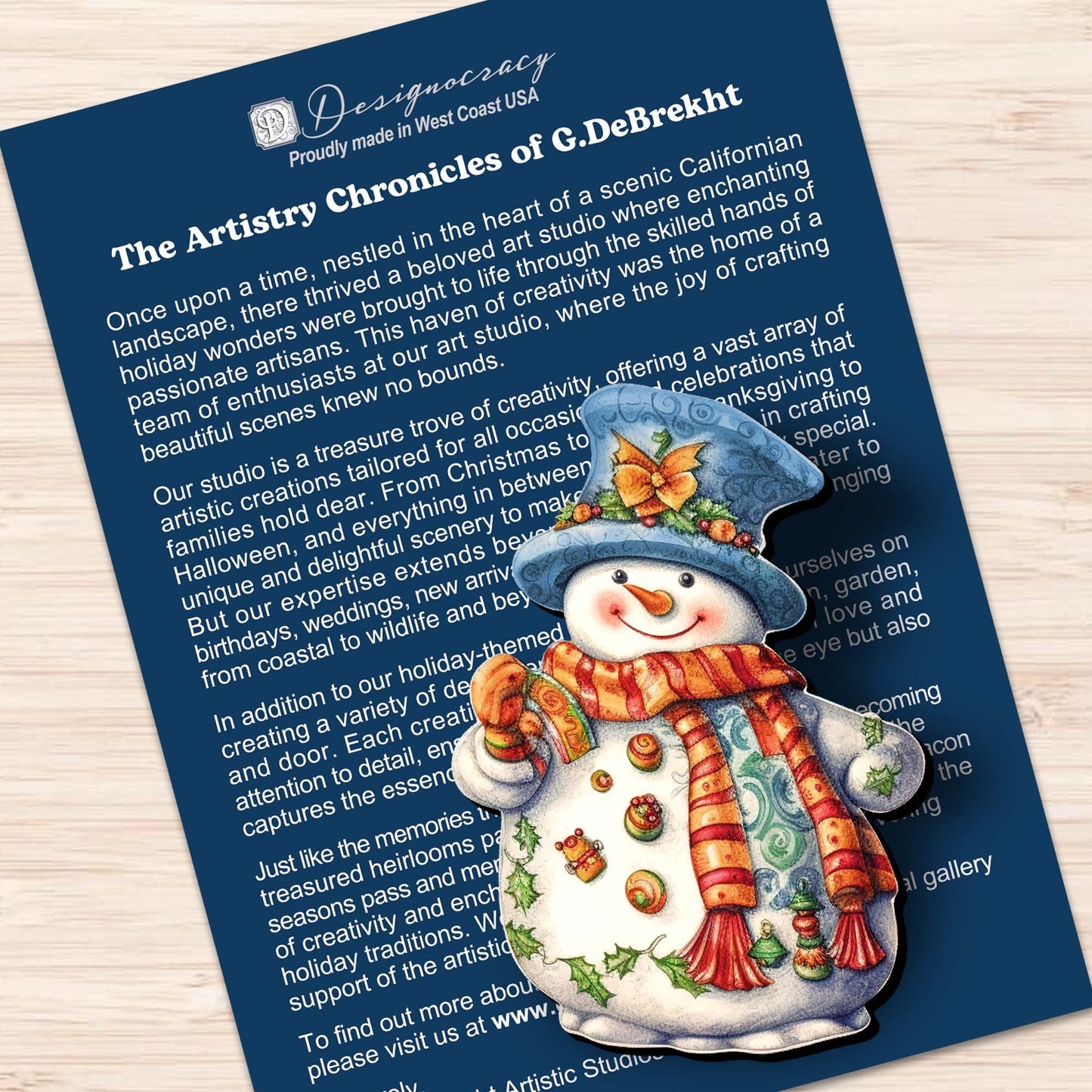 Snowman Decorative Wooden Clip-on Ornaments Set of 3 by G. Debrekht - Christmas Decor - 8091023C-S3