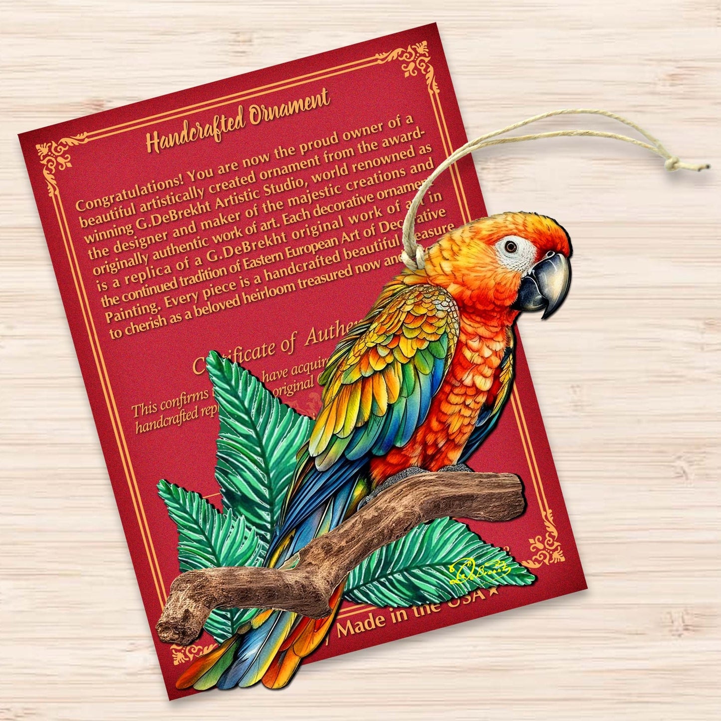 Coastal Decorations - Parrot Wooden Ornaments by G.Debrekht Coastal Holiday Decor - 8688204