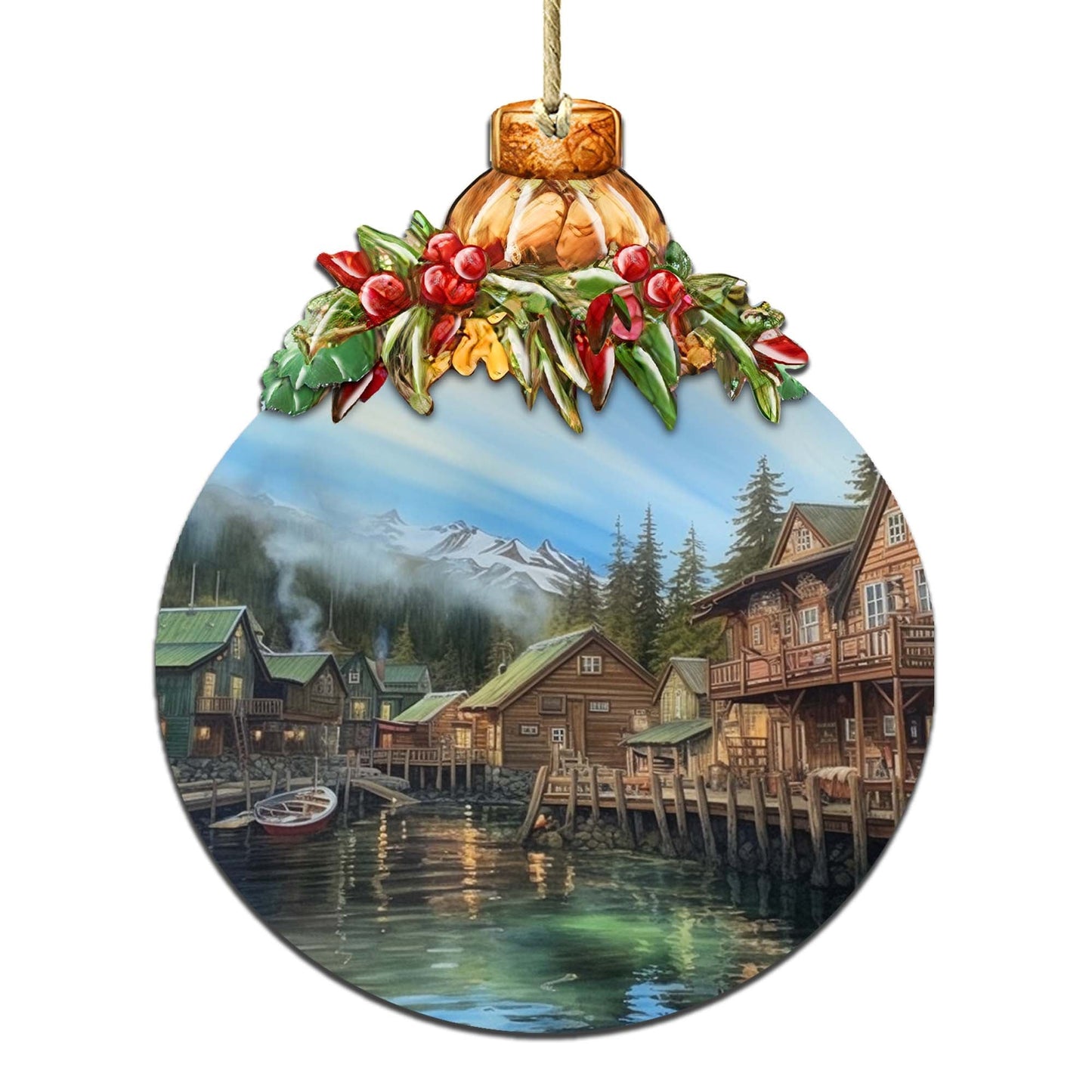 Frozen Peaks Homes Wooden Ornaments by G.Debrekht - Wildlife Holiday Decor - 870013