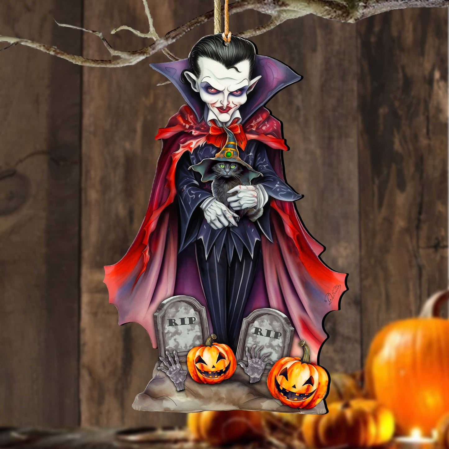 Dracula Wooden Ornaments by G. Debrekht  - Halloween Decor - 8652822