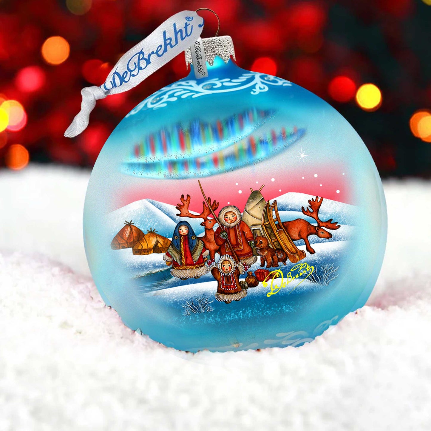Northern Light Ball Glass Ornament by G. DeBrekht - Christmas Santa Snowman Décor - 73418