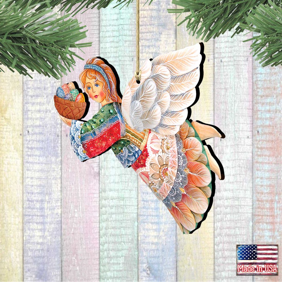 Flying Easter Angel Wooden Ornaments by G. DeBrekht - Easter Spring Decor - 8154154