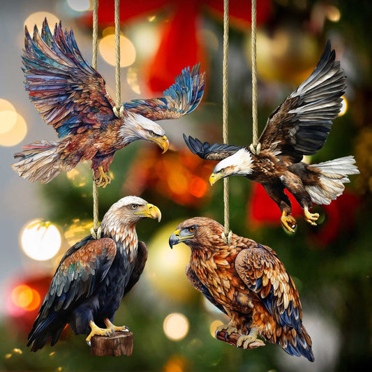 Alaskan Eagles Wooden Ornaments Set of 3 by G. Debrekht - Wildlife Holiday Decor - 8091321S4