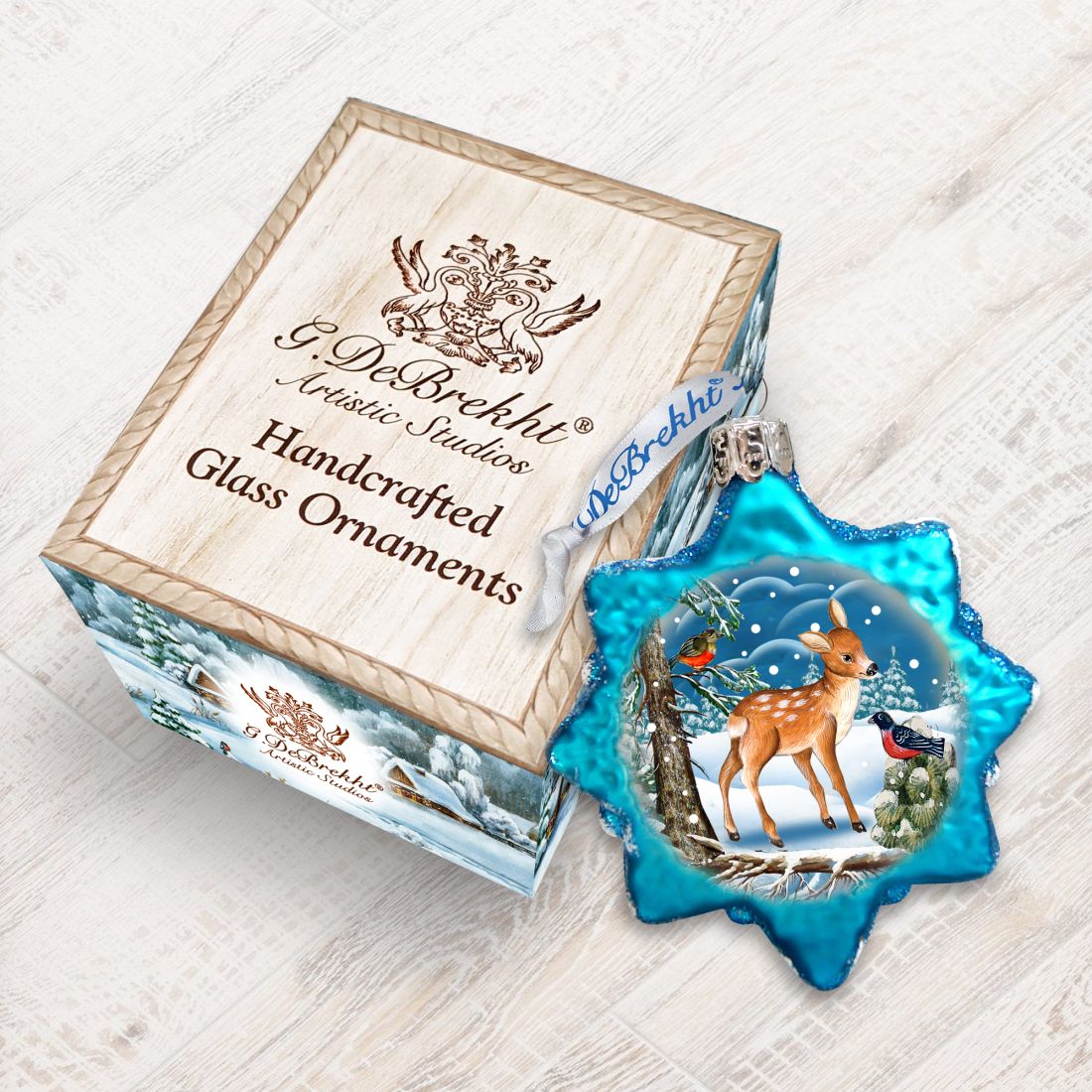 Santa Forest Friends Mercury Glass Ornament by G. DeBrekht - Wildlife Holiday Decor - 771023