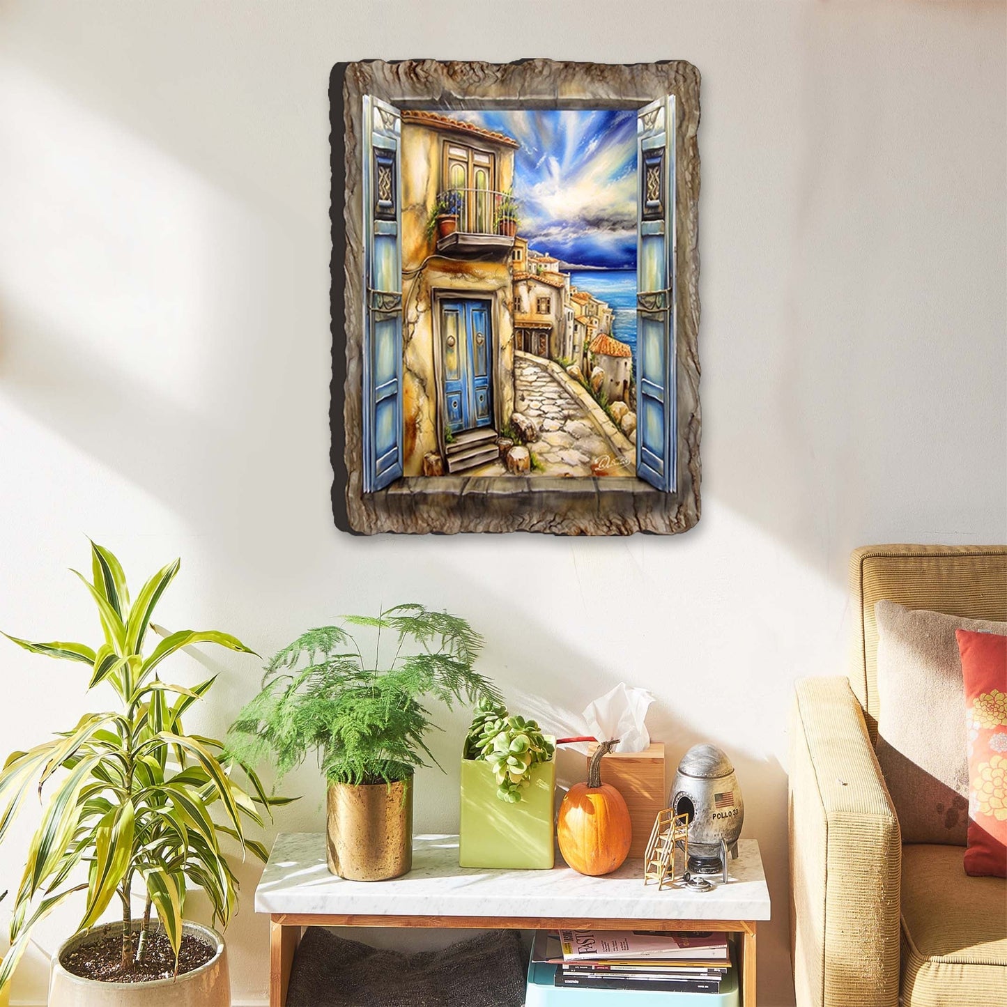 Coastal Town Window View Wall Art by G. DeBrekht Coastal Decor - 8492102W