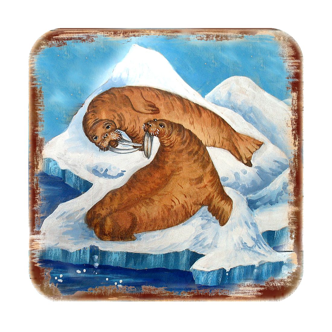 Sea Lions Wooden Cork Coasters Gift Set of 4 by Nature Wonders - Coastal Wildlife Decor  - 95377C-S4