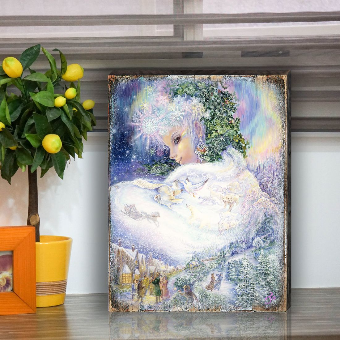 Snow Queen Fantasy Wooden Wall Art by Josephine Wall - Fantasy Decor - 852143-JW