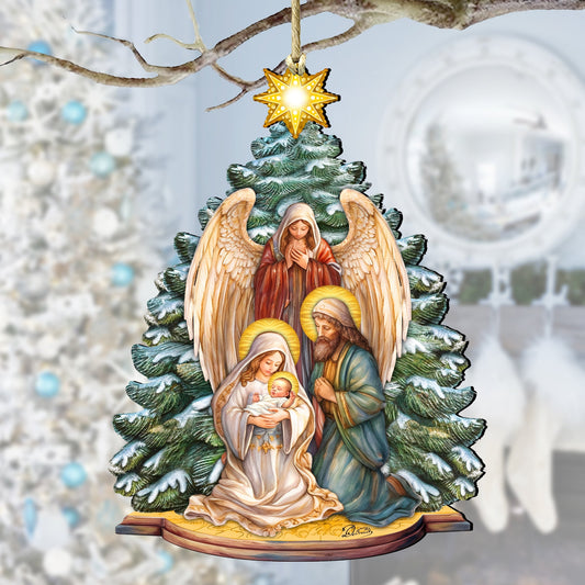 Holy Family Nativity Wooden Ornaments by G. DeBrekht Nativity Holiday Decor - 8611042