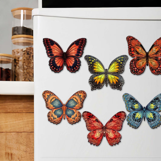 Summer Butterfly Decorative Wooden Magnets Set of 6 by G. Debrekht - Wildlife Decor - 8090012-1G-S6