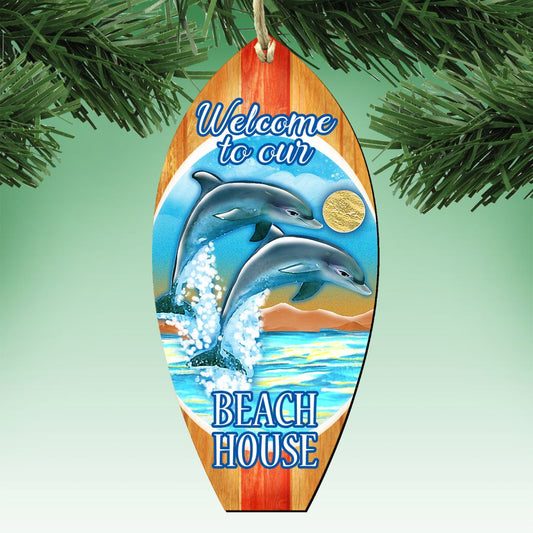 Surfboard Wooden Ornaments - Tree Ornament by G. DeBrekht - Coastal Holiday Decor - 8198522-2