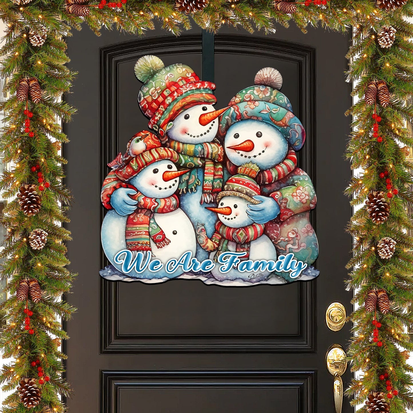 Snowman's Family Holiday Door Decor  by G. Debrekht - Christmas Decor - 8611057H