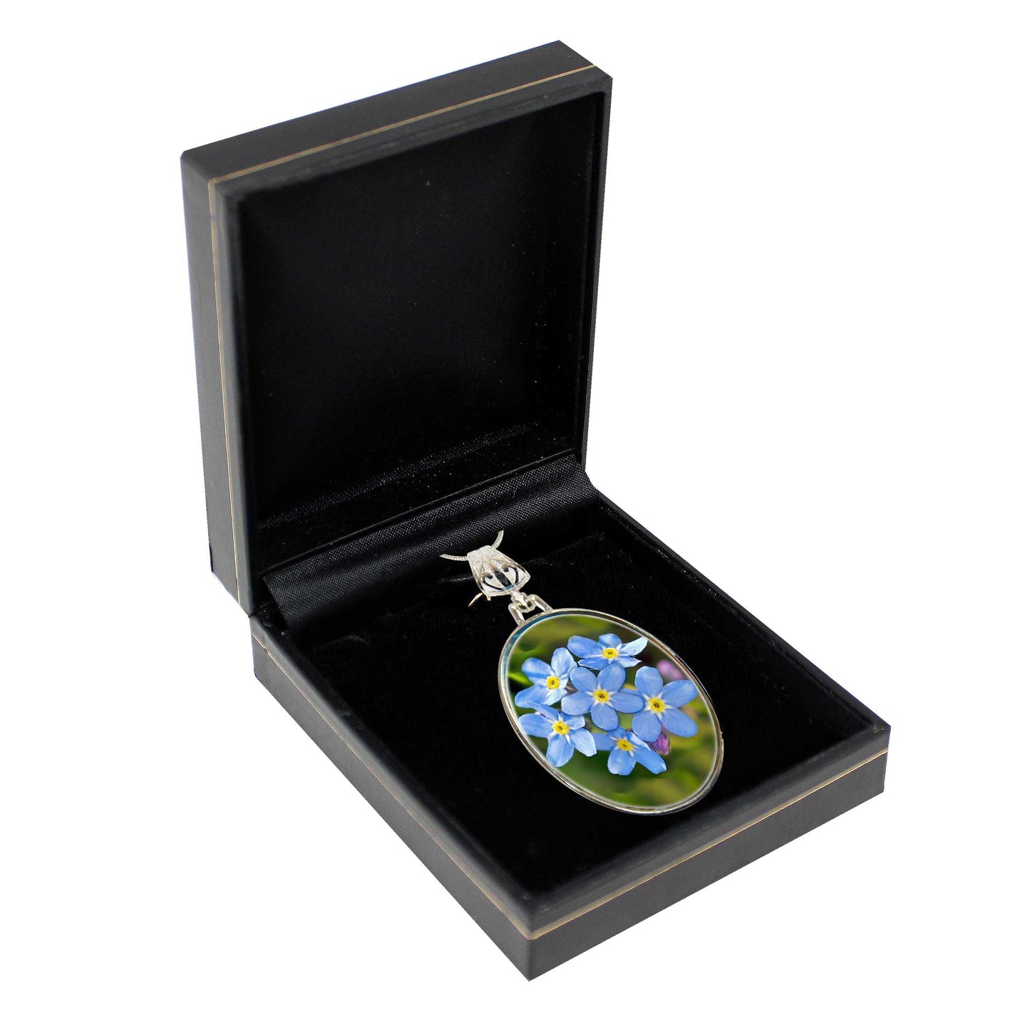 Forget-Me-Not Alaska Silver-Plated Mother of Pearl Jewelry Pendant Necklace - 44158