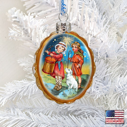 Drummer and Shepherd Boy Mercury Glass Ornament by G. DeBrekht - Nativity Holiday Decor - 772074