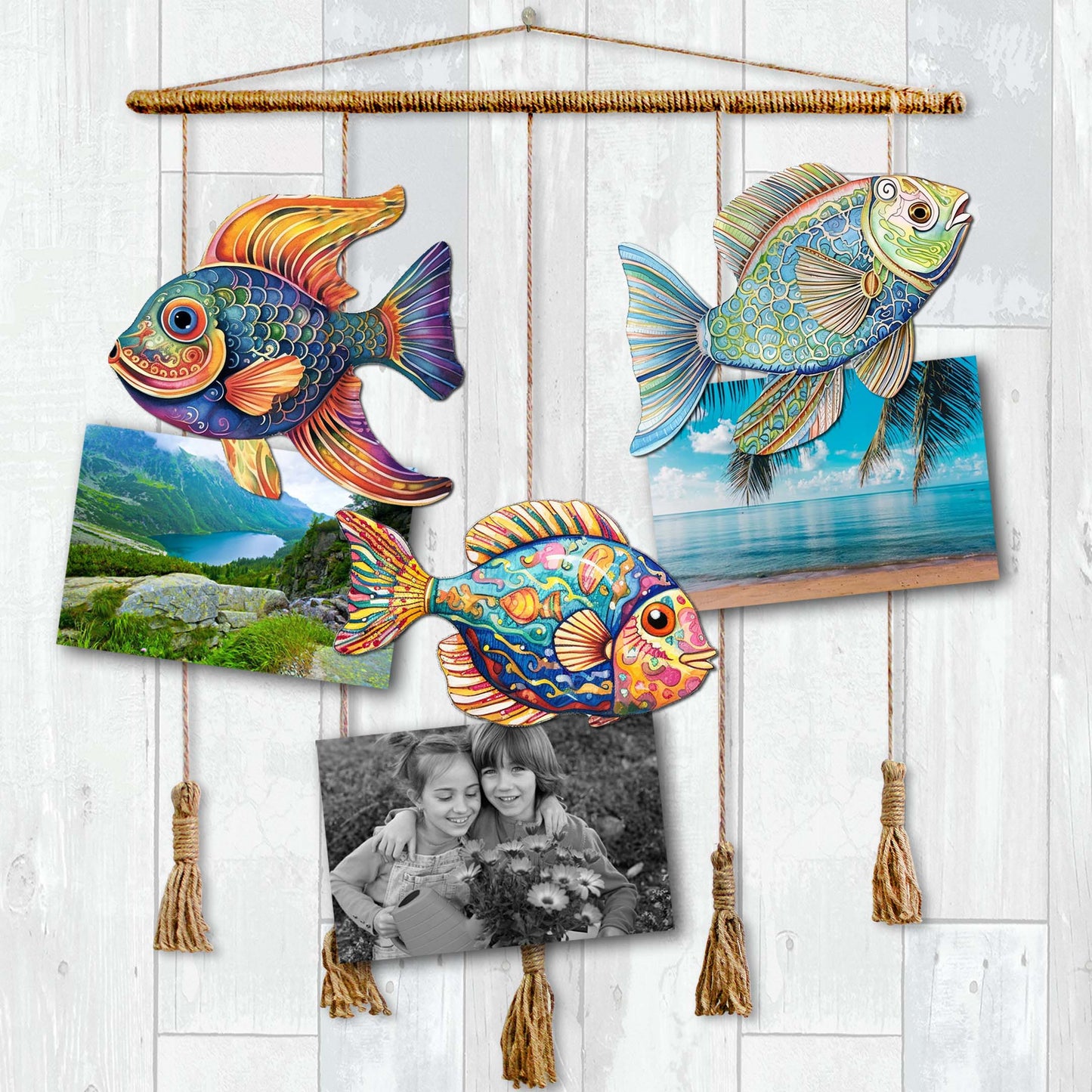 Coastal Fish Decorative Wooden Clip-on Ornaments Set of 3 by G. Debrekht - Coastal Decor - 8091034C-S3