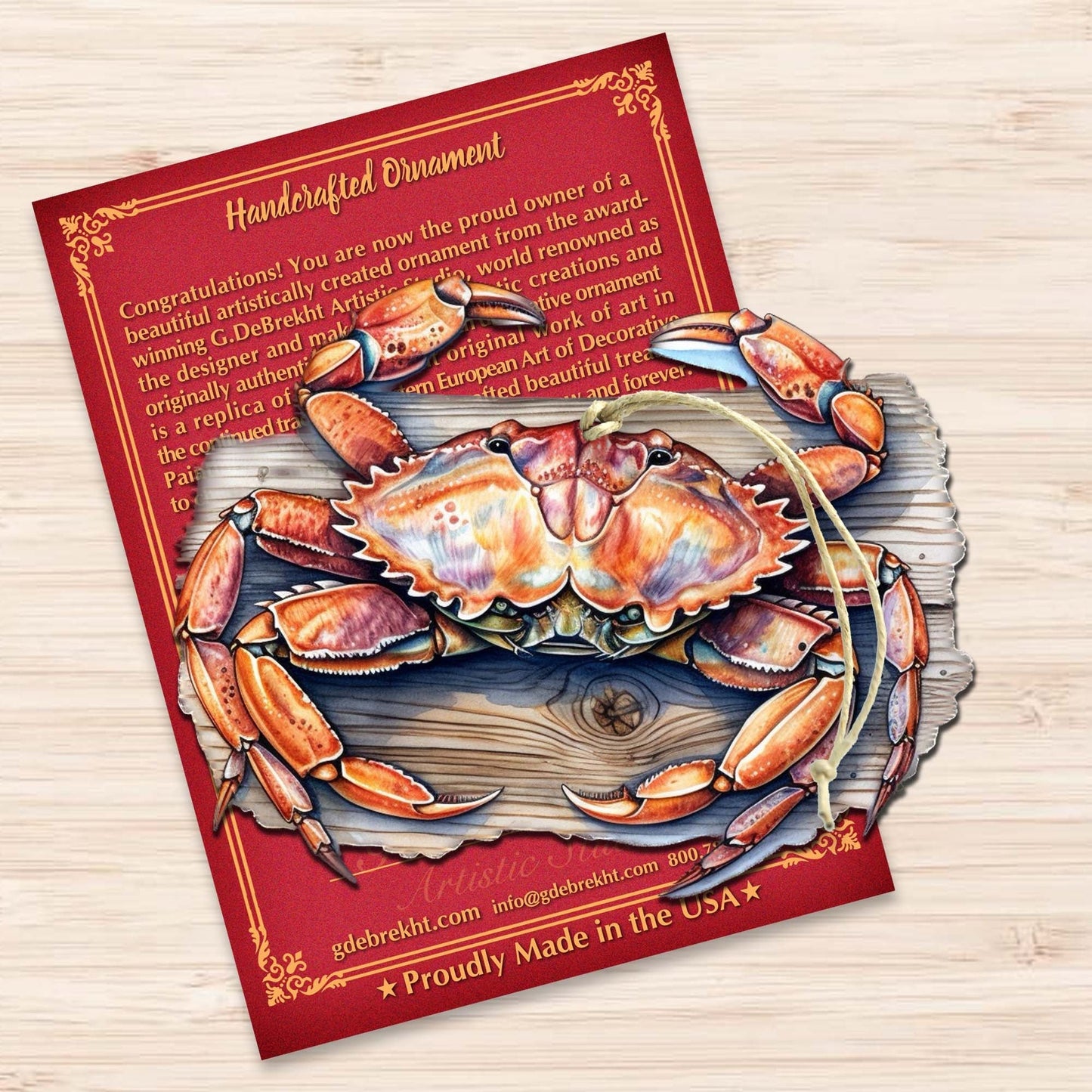 Alaskan Crab Wooden Ornaments by G.Debrekht - Wildlife Holiday Decor - 8710121-1