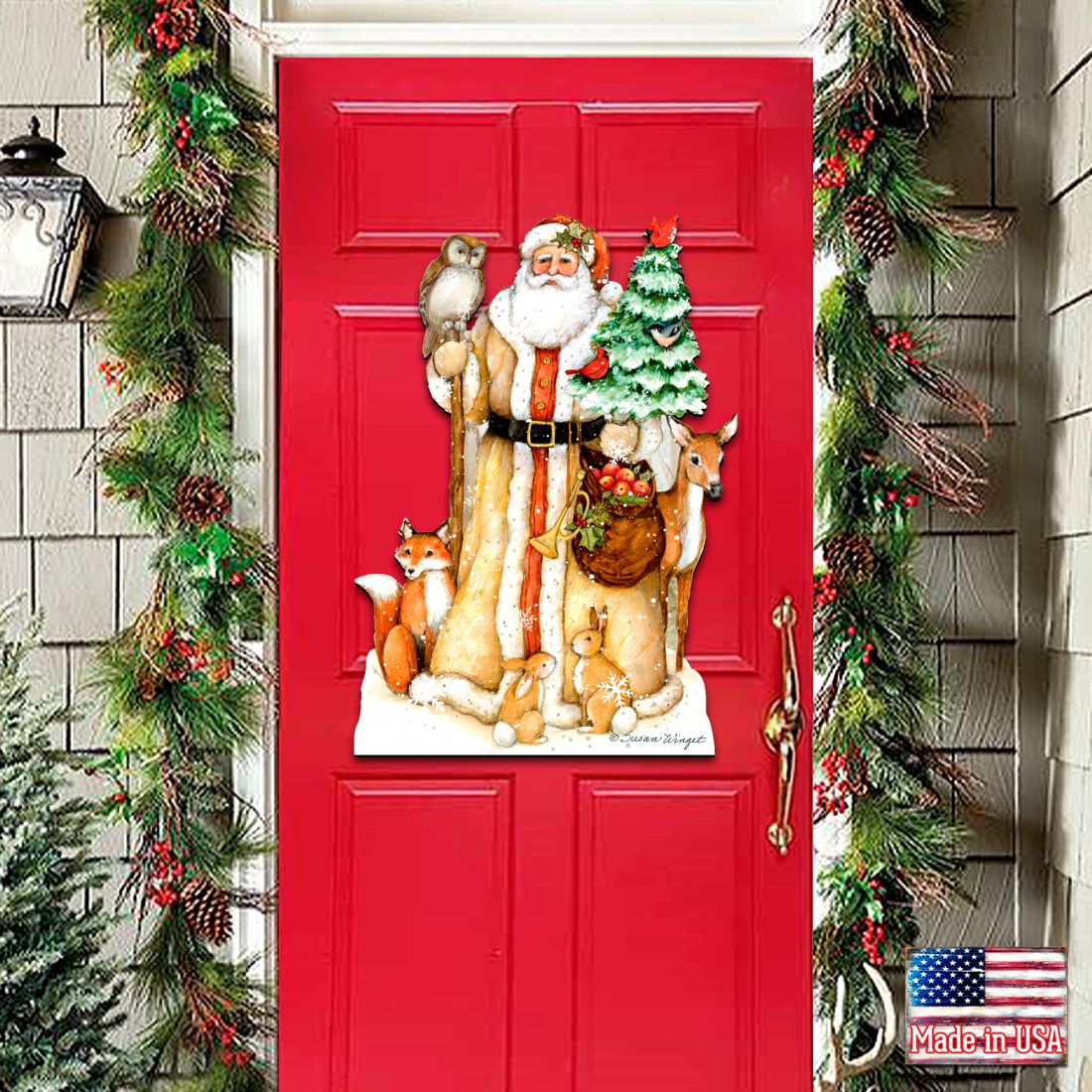 Ivory Santa Christmas Door Decor by Susan Winget - Christmas Santa and Snowman Decor
