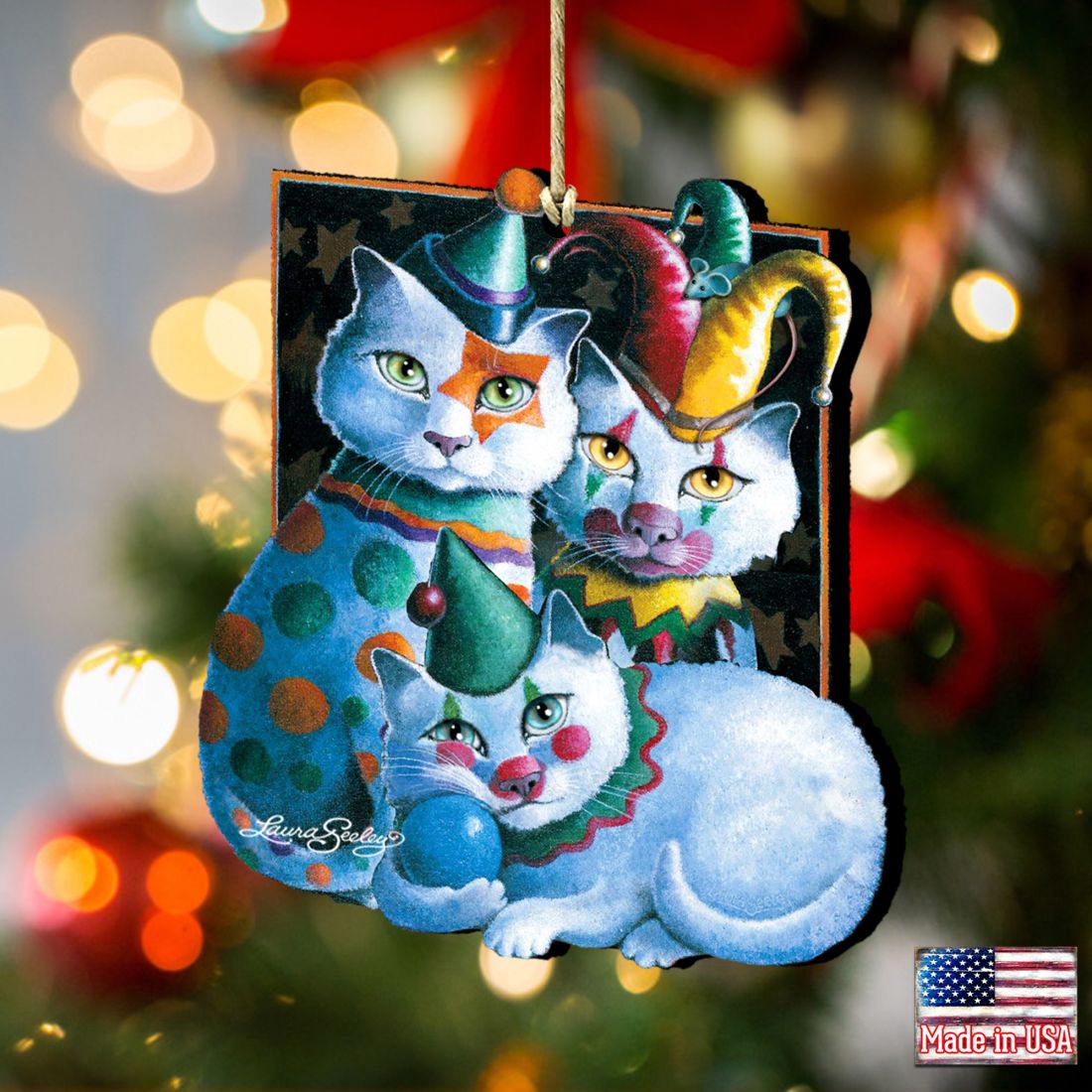 Performers Cat Wooden Ornaments by Laura Seeley - Pets Dog and Cats Decor - 8512067-LS