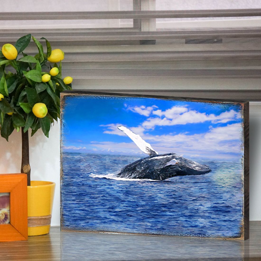 Whale Wood Wooden Coastal Wall Art by Nature Wonders - Coastal Sea-Life Decor - 95257B