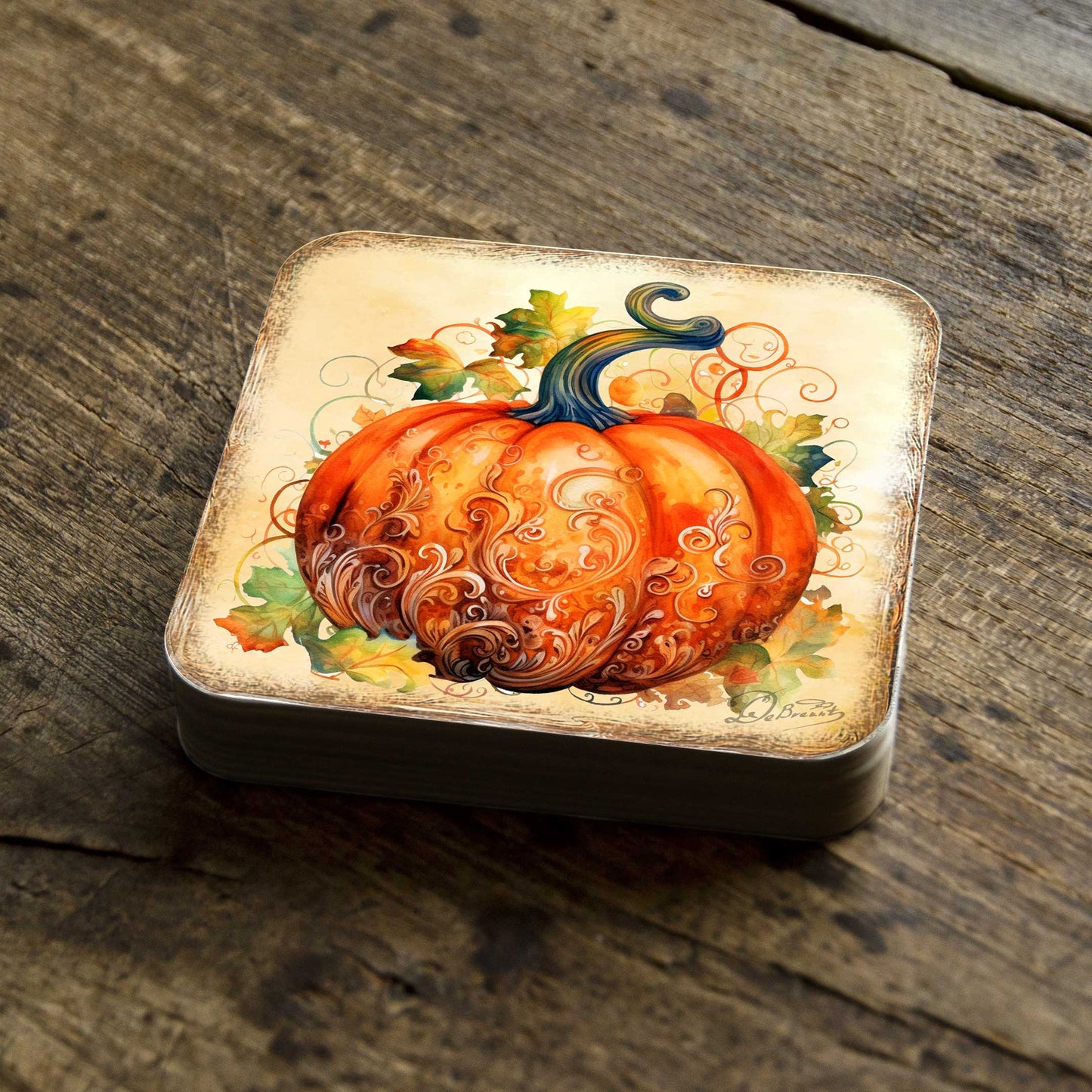 Pumpkin Wooden Cork Coasters Gift Set of 4 by G. Debrekht - Thanksgiving Decor  - 8199447C-S4