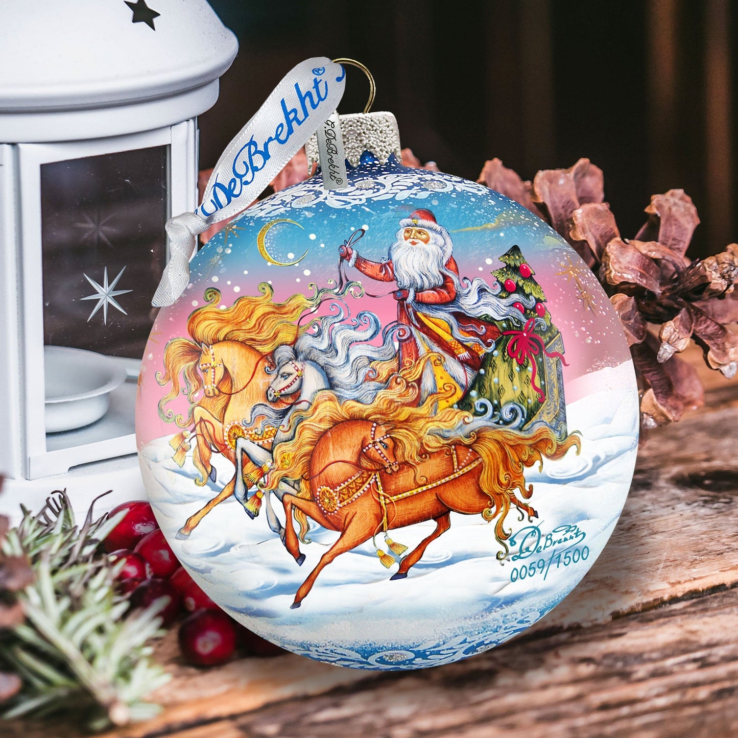 Sleigh Ride Ball Glass Ornament Limited Edition by G. DeBrekht - 73850