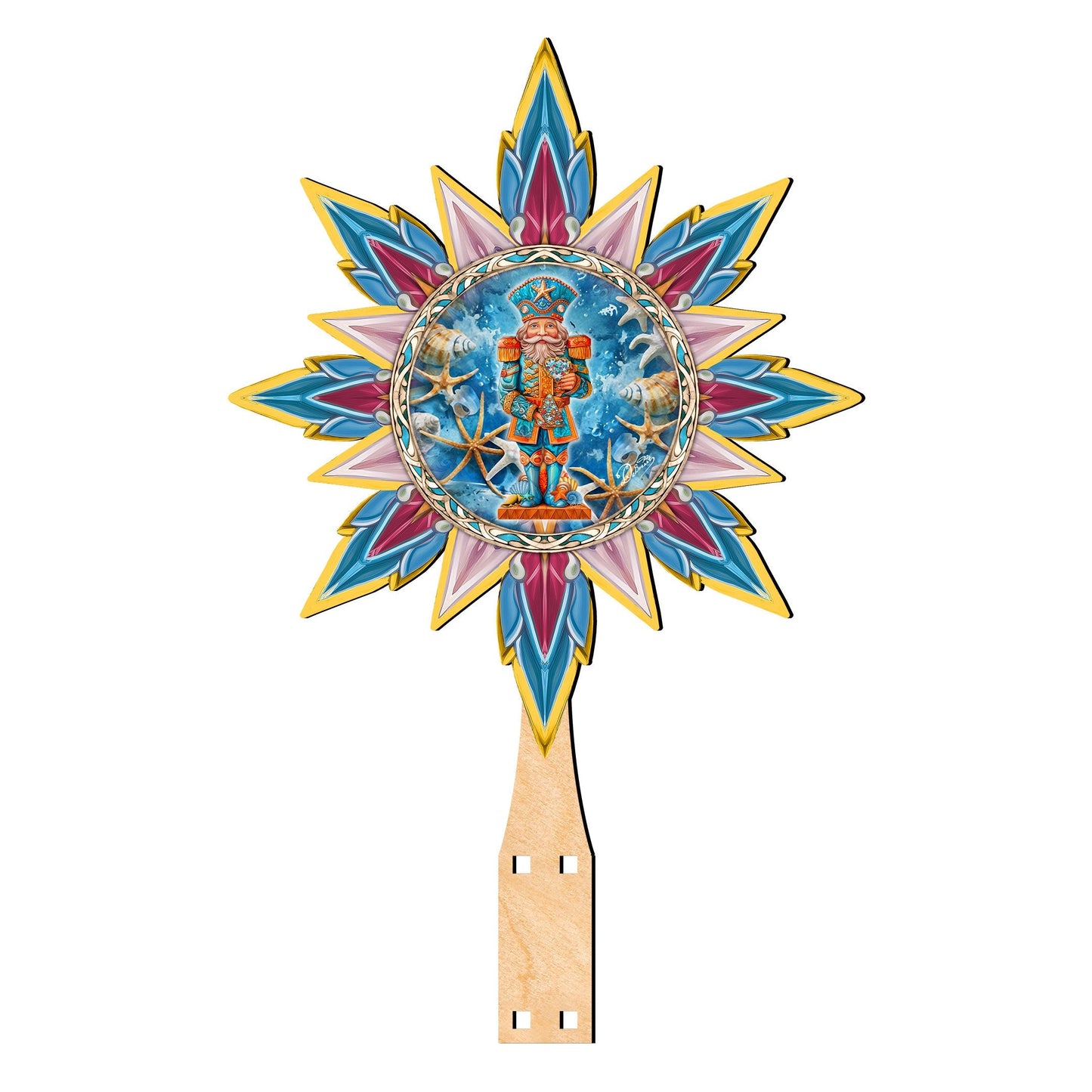 Coastal Nutcracker Tree Topper Wooden Decor by G. Debrekht - Coastal Holiday Decor - 895113