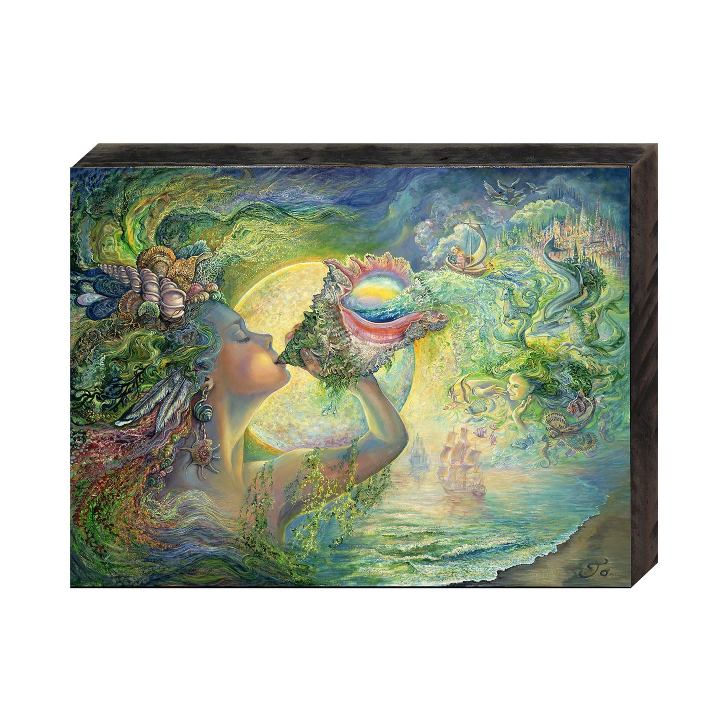 Call of the Sea Fantasy Wooden Wall Art by Josephine Wall - Fantasy Décor - 852129-JW