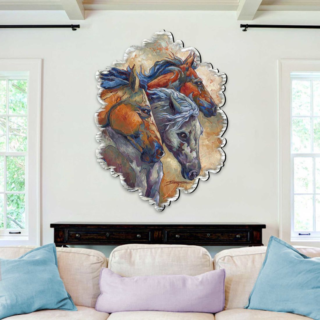 Let Them Run Horse Heads Wall Art by J. Bergsma - Wildlife Holiday Decor - 8591259W-JB