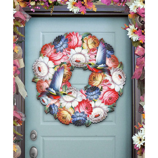 Birdy Floral Holiday Door Wreath by G. DeBrekht - Easter Spring Decor - 8185312H