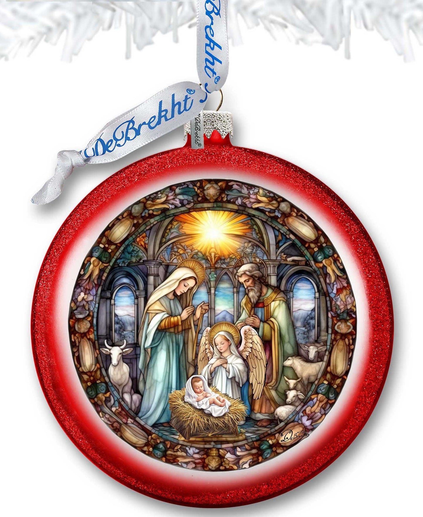 A Guiding Light Nativity Scene Ball Glass Ornament by G. Debrekht - Nativity Holiday Decor - 73566C