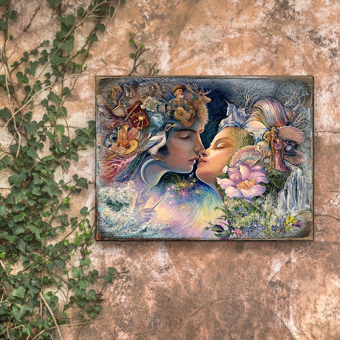 Prelude to a Kiss Fantasy Wooden Wall Art by Josephine Wall - Fantasy Decor - 852150-JW