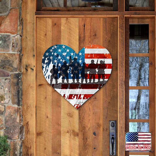 USA Military Heart Holiday Door Decor - American Christmas Decor - 8187130H